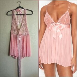Soft Pink Babydoll Chemise with Lace Trim Women's Size XL